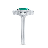 Vintage Inspired 1 Ct Lab Grown Emerald Oval Engagement Ring with Diamond