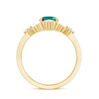 Vintage Inspired 1 Ct Lab Grown Emerald Oval Engagement Ring with Diamond