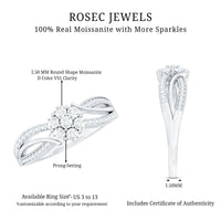 Certified Moissanite Flower Engagement Ring in Infinity Shank