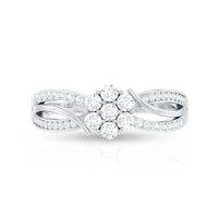 Certified Moissanite Flower Engagement Ring in Infinity Shank