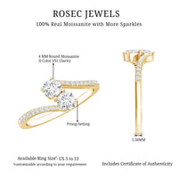 Certified Moissanite 2 Stone Promise Ring in Bypass Shank