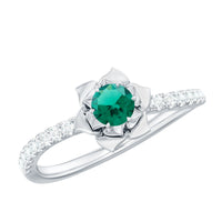 Certified Lab Grown Emerald Diamond Flower Engagement Ring
