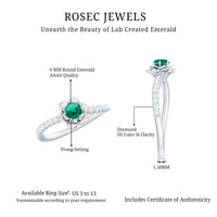 Certified Lab Grown Emerald Diamond Flower Engagement Ring