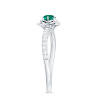 Certified Lab Grown Emerald Diamond Flower Engagement Ring