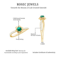 Certified Lab Grown Emerald Diamond Flower Engagement Ring
