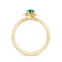 Certified Lab Grown Emerald Diamond Flower Engagement Ring