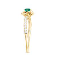 Certified Lab Grown Emerald Diamond Flower Engagement Ring