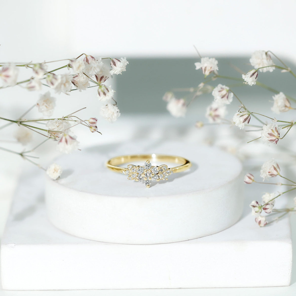 Certified Moissanite Flower Cluster Ring for Women