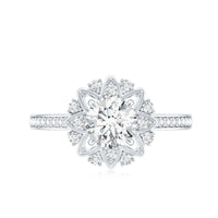 Round Certified Moissanite Flower Engagement Ring