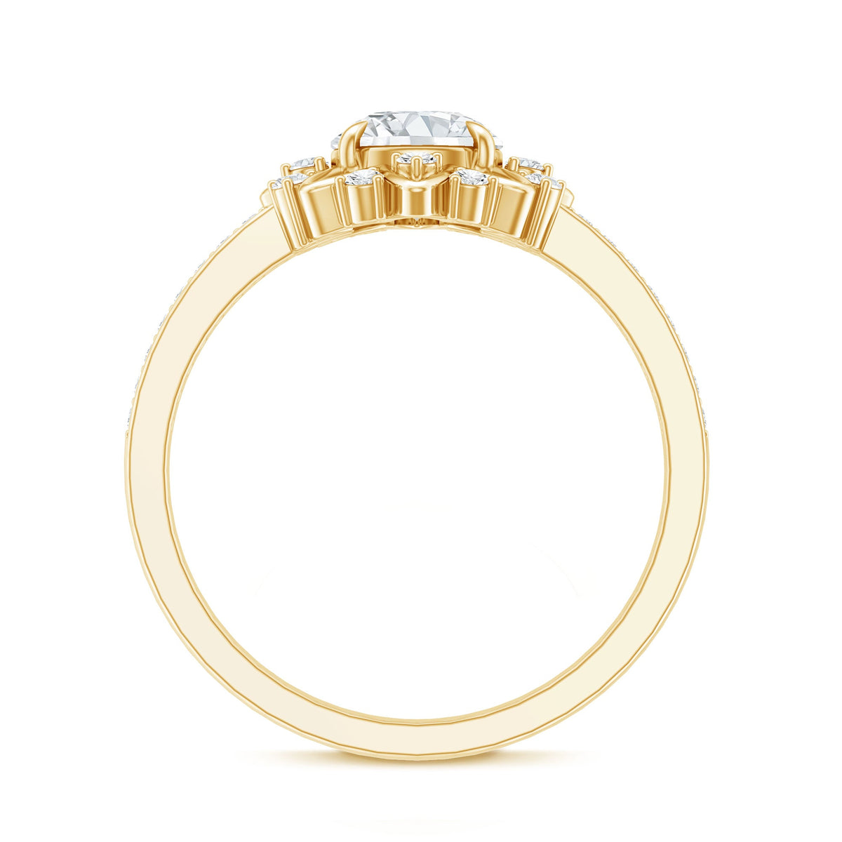Round Certified Moissanite Flower Engagement Ring