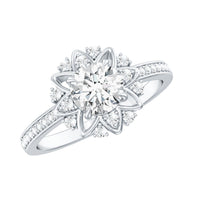 1.5 CT Round Certified Zircon Flower Engagement Ring