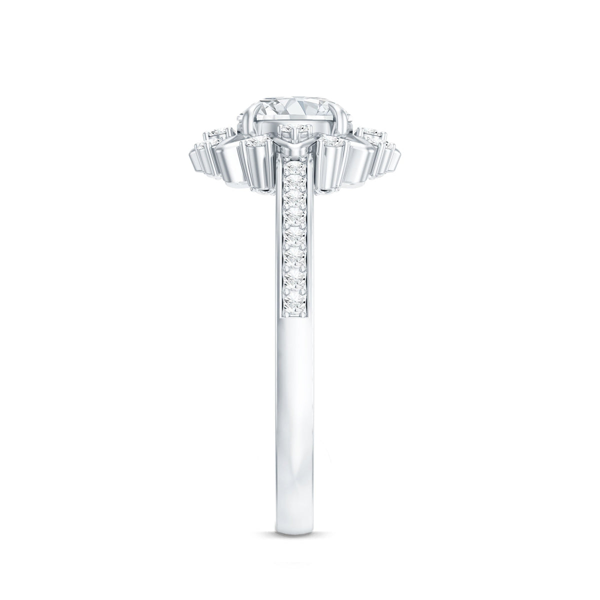 1.5 CT Round Certified Zircon Flower Engagement Ring