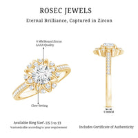 1.5 CT Round Certified Zircon Flower Engagement Ring