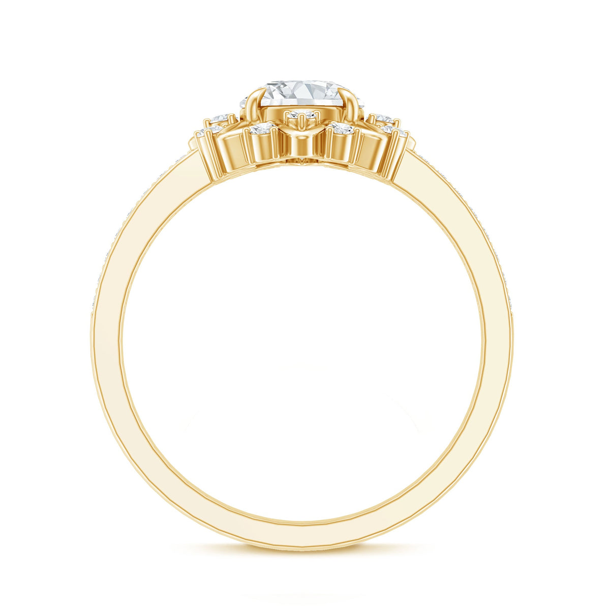 1.5 CT Round Certified Zircon Flower Engagement Ring