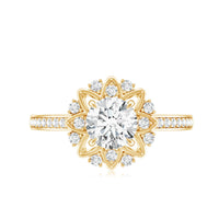 1.5 CT Round Certified Zircon Flower Engagement Ring