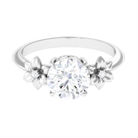 2 Carat Round Cubic Zirconia Flower Engagement Ring