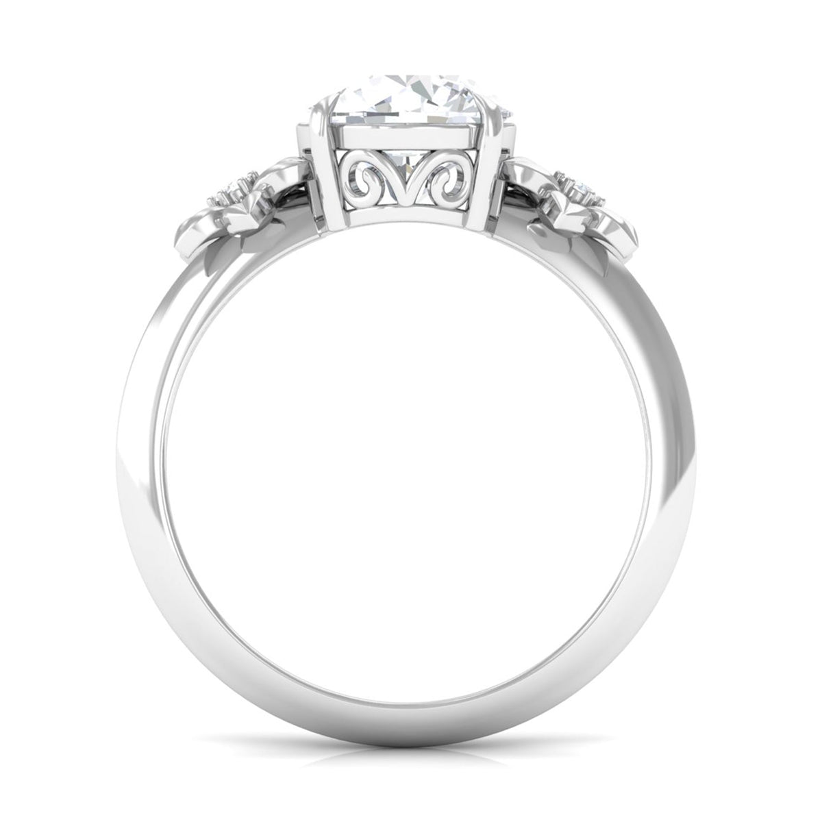 2 Carat Round Cubic Zirconia Flower Engagement Ring