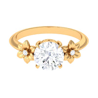 2 Carat Round Cubic Zirconia Flower Engagement Ring