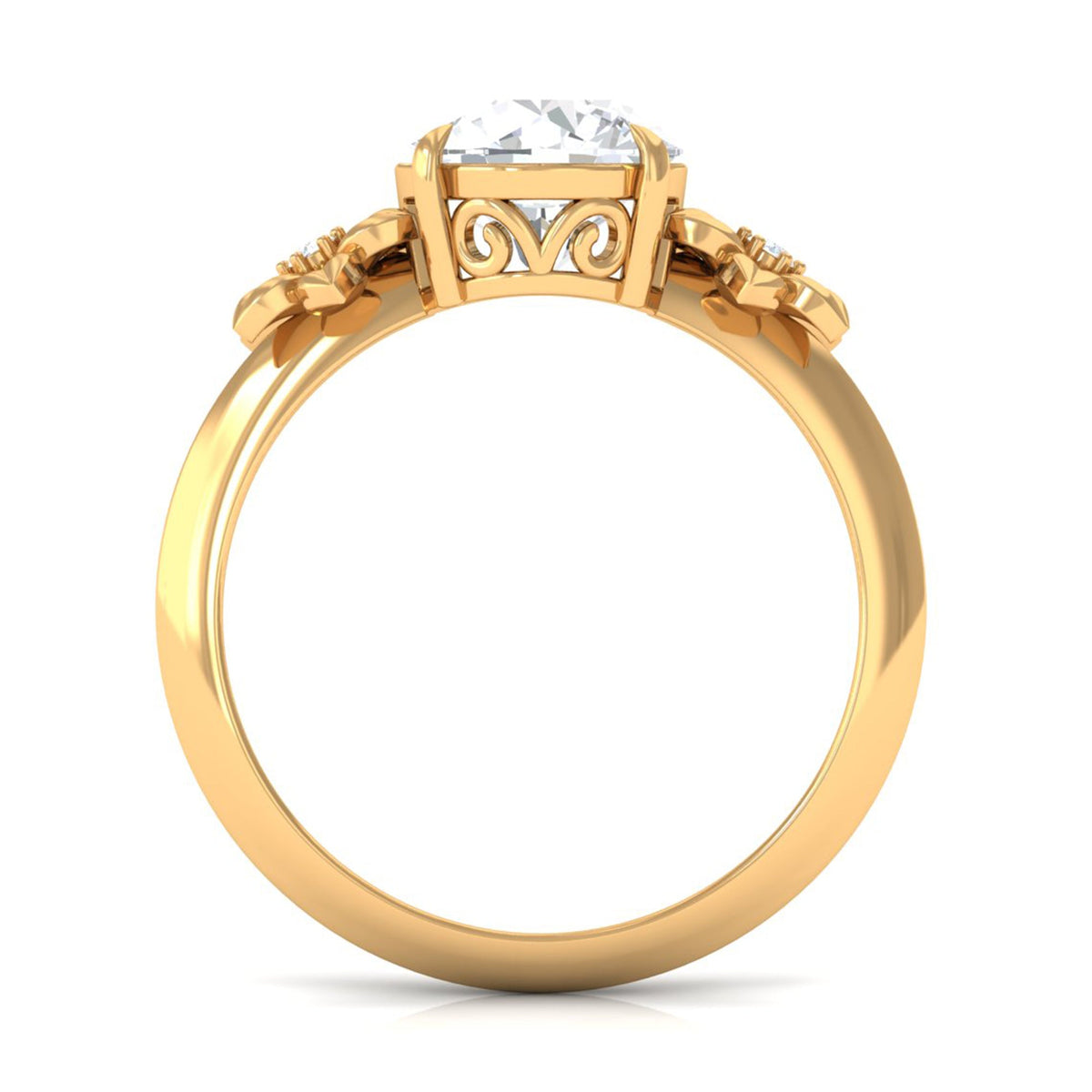 2 Carat Round Cubic Zirconia Flower Engagement Ring