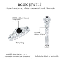 Certified 0.84 Carat Lab Grown Black Diamond Engagement Ring with White Diamond