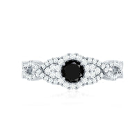Certified 0.84 Carat Lab Grown Black Diamond Engagement Ring with White Diamond