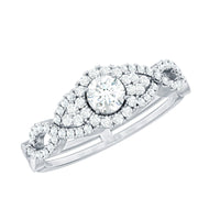 Vintage Crossover Engagement Ring with Cubic Zirconia