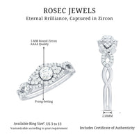 Vintage Crossover Engagement Ring with Cubic Zirconia