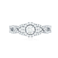 Vintage Crossover Engagement Ring with Cubic Zirconia