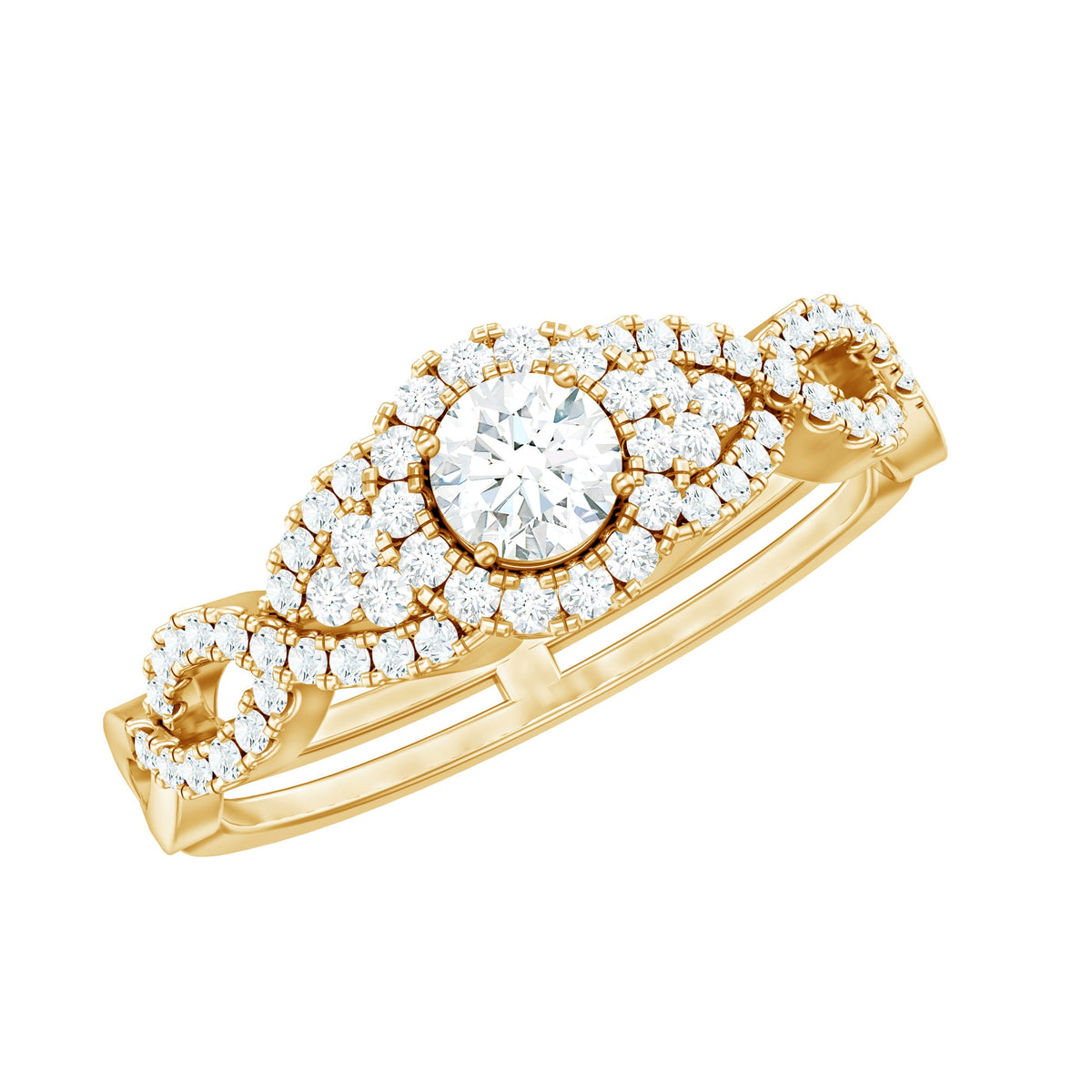 Vintage Crossover Engagement Ring with Cubic Zirconia