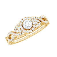 Vintage Crossover Engagement Ring with Cubic Zirconia