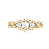 Vintage Crossover Engagement Ring with Cubic Zirconia