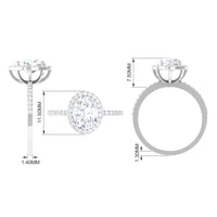 Oval Zircon Classic Halo Engagement Ring