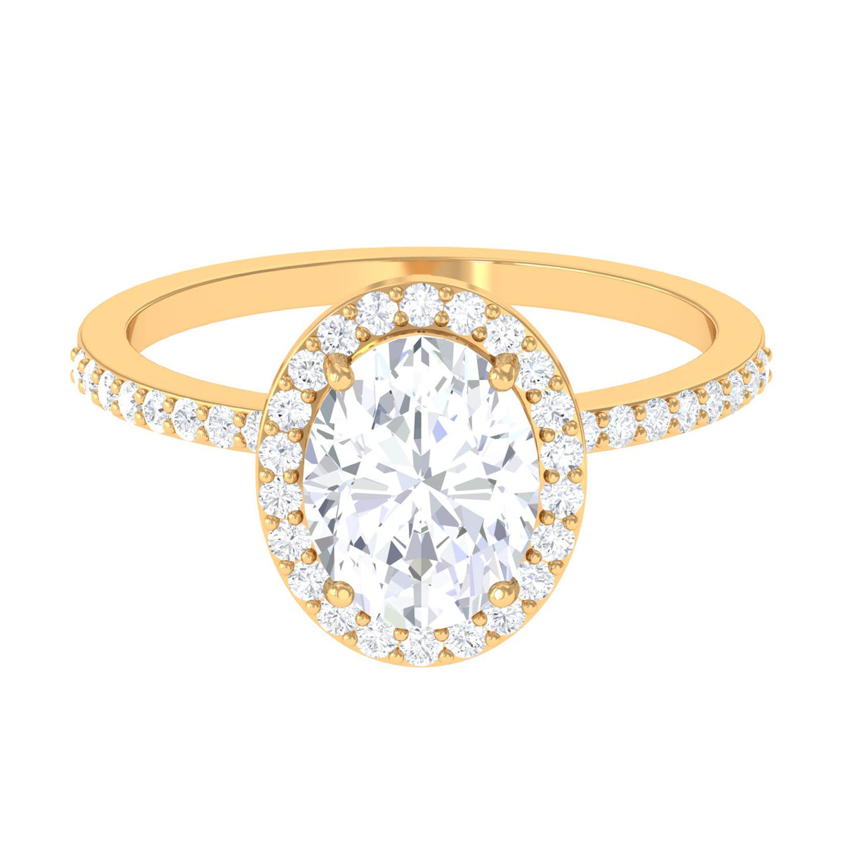Oval Zircon Classic Halo Engagement Ring