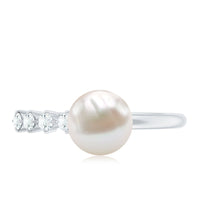 7.4 Carat Freshwater Pearl Engagement Ring with Diamond for Women