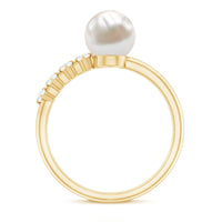 7.4 Carat Freshwater Pearl Engagement Ring with Diamond for Women