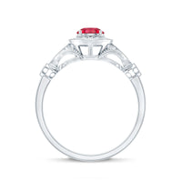 Antique Inspired Lab Created Ruby and Diamond Engagement Ring