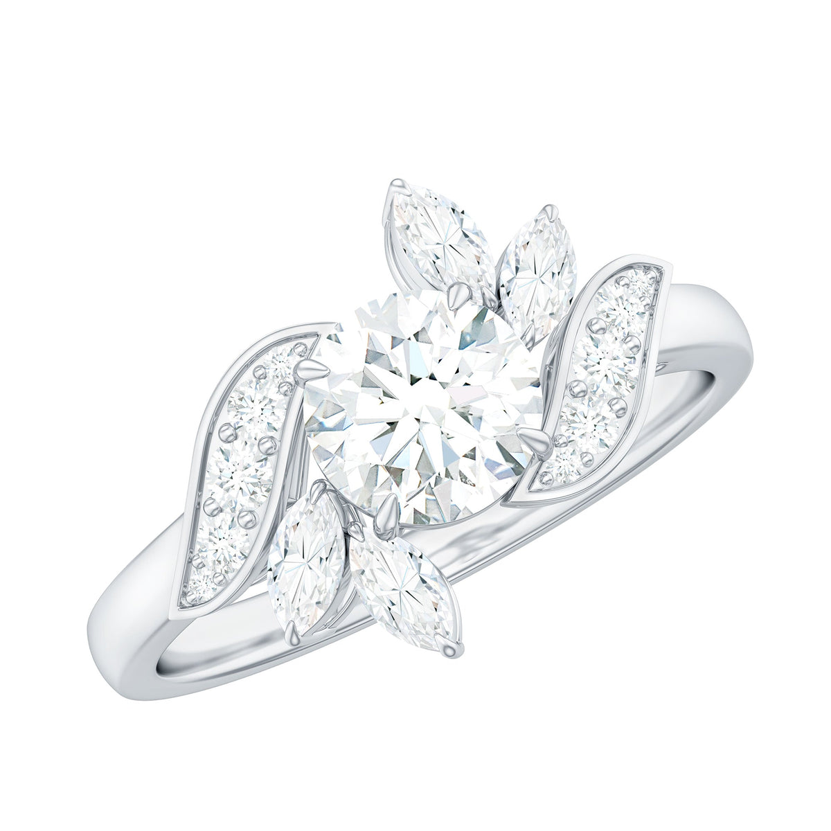 1.75 CT Simulated Diamond Flower Engagement Ring
