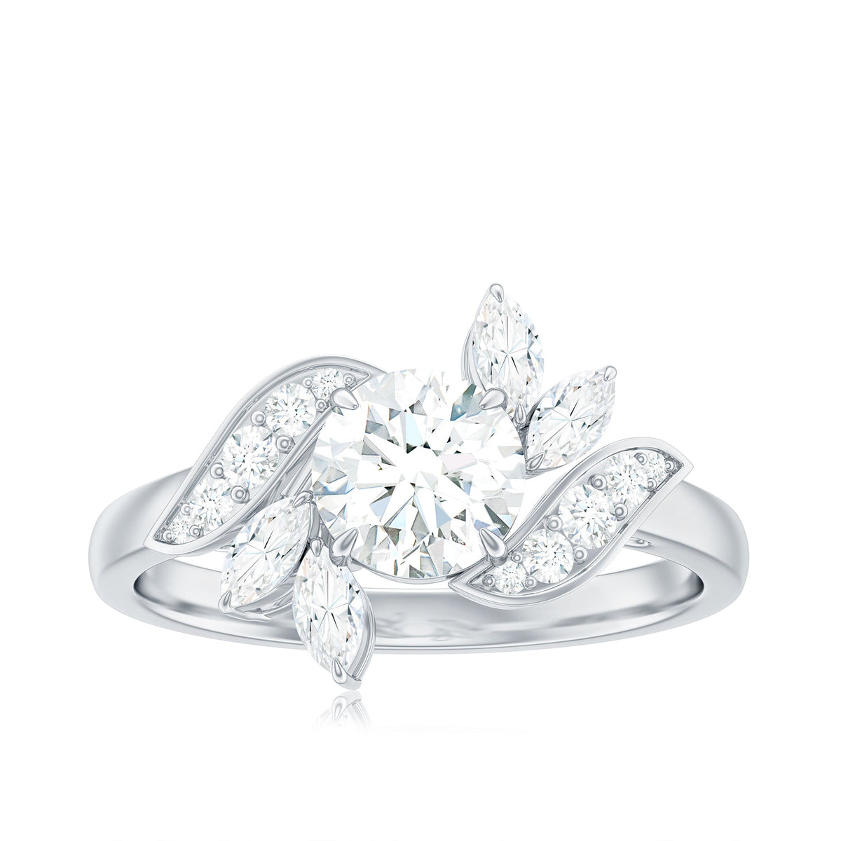 1.75 CT Simulated Diamond Flower Engagement Ring
