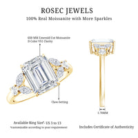 Claw Set Emerald Cut Moissanite Designer Engagement Ring