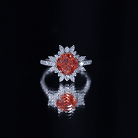 2.25 Carat Lab Grown Orange Statement Engagement Ring with Diamond Halo