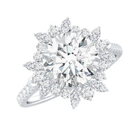 2 Carat Round Zircon Floral Halo Statement Ring