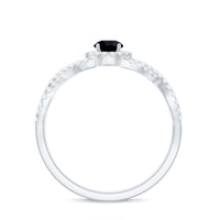 Certified 0.84 Carat Lab Grown Black Diamond Engagement Ring with Criss Cross White Diamond