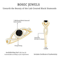 Certified 0.84 Carat Lab Grown Black Diamond Engagement Ring with Criss Cross White Diamond
