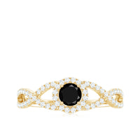 Certified 0.84 Carat Lab Grown Black Diamond Engagement Ring with Criss Cross White Diamond