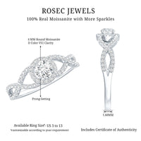 Round Shape Moissanite Crossover Engagement Ring for Women