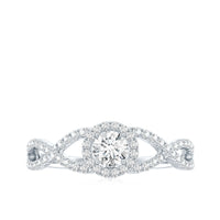 Round Shape Moissanite Crossover Engagement Ring for Women