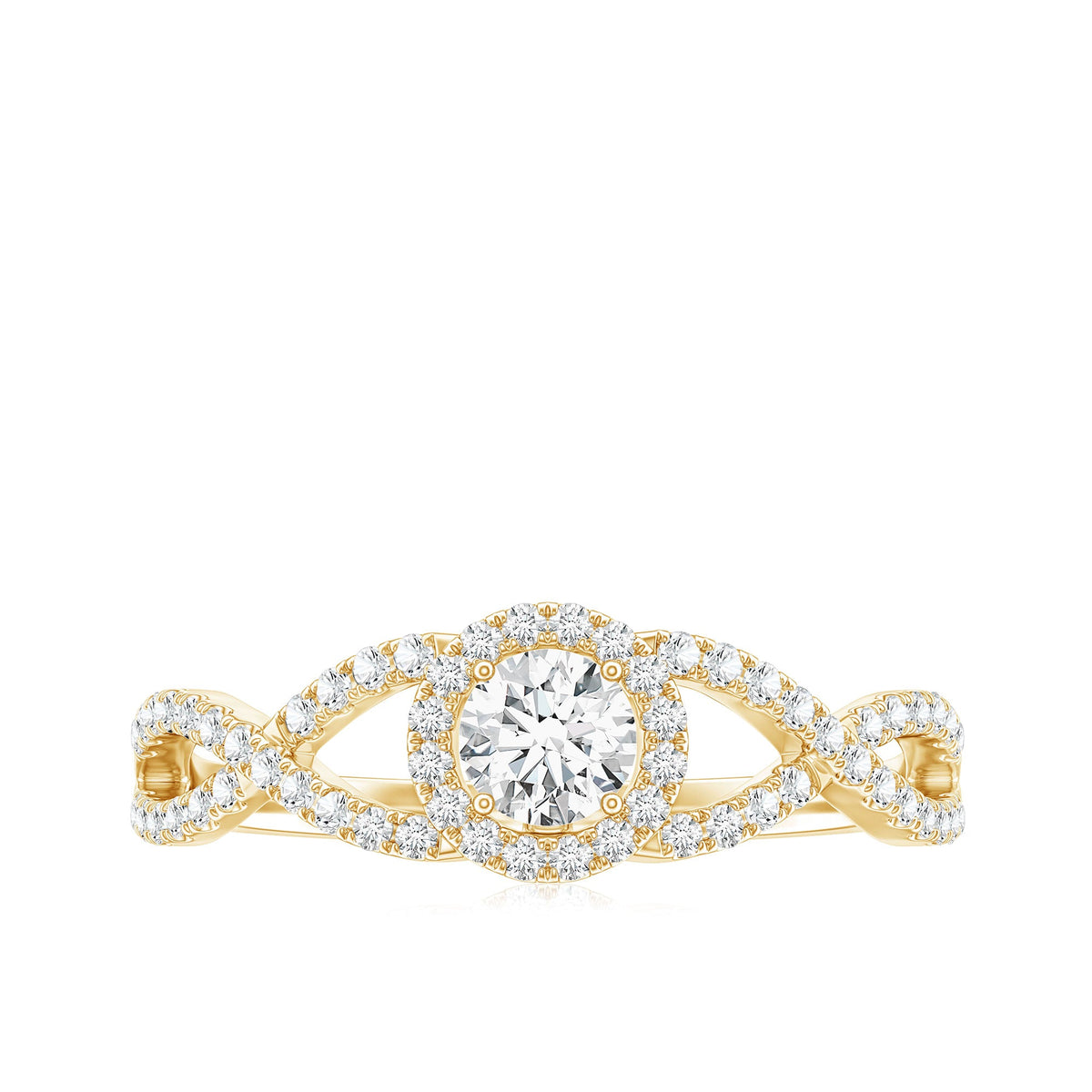 Round Shape Moissanite Crossover Engagement Ring for Women