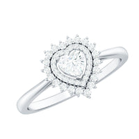 Heart Shape Moissanite Engagement Ring with Double Halo