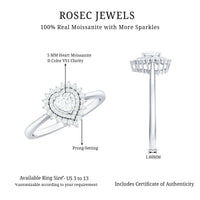 Heart Shape Moissanite Engagement Ring with Double Halo