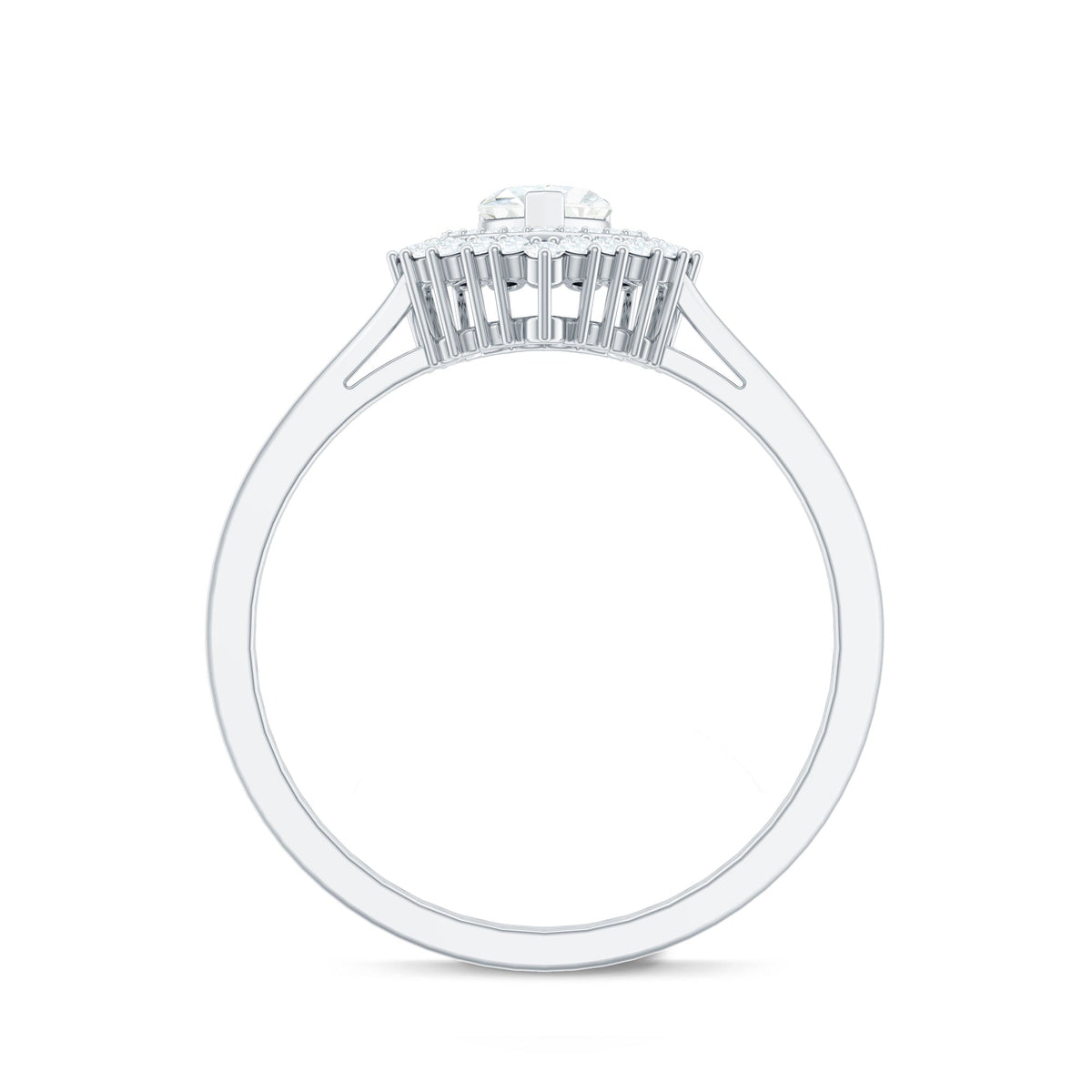 Heart Shape Moissanite Engagement Ring with Double Halo